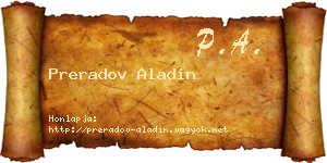 Preradov Aladin névjegykártya